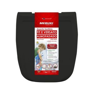 Assento Sanitário Almofadado Linea Fit Preto Mebuki