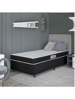 Cama Box Colchão Solteiro Espuma D20 Malibu 78x188x50cm Preto / Branco Hellen Preto