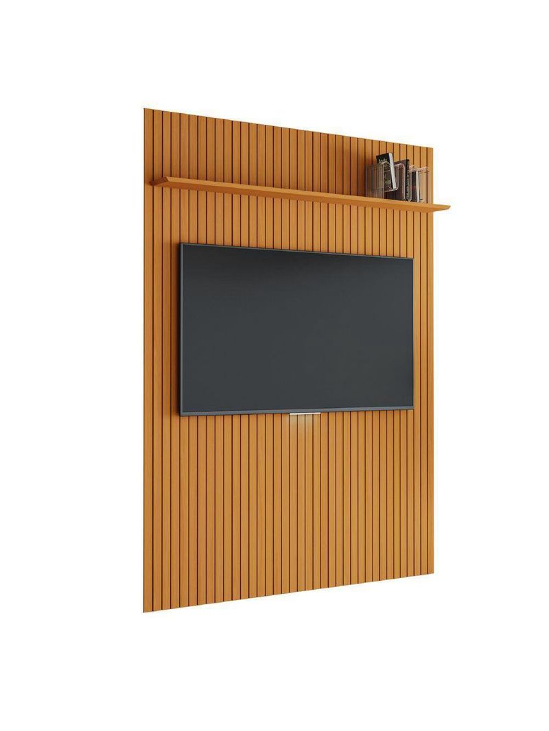 Painel Para TV Até 70 Polegadas 1,80x2,40m Ripado Com Prateleira Arbo Cedro EDN Nature
