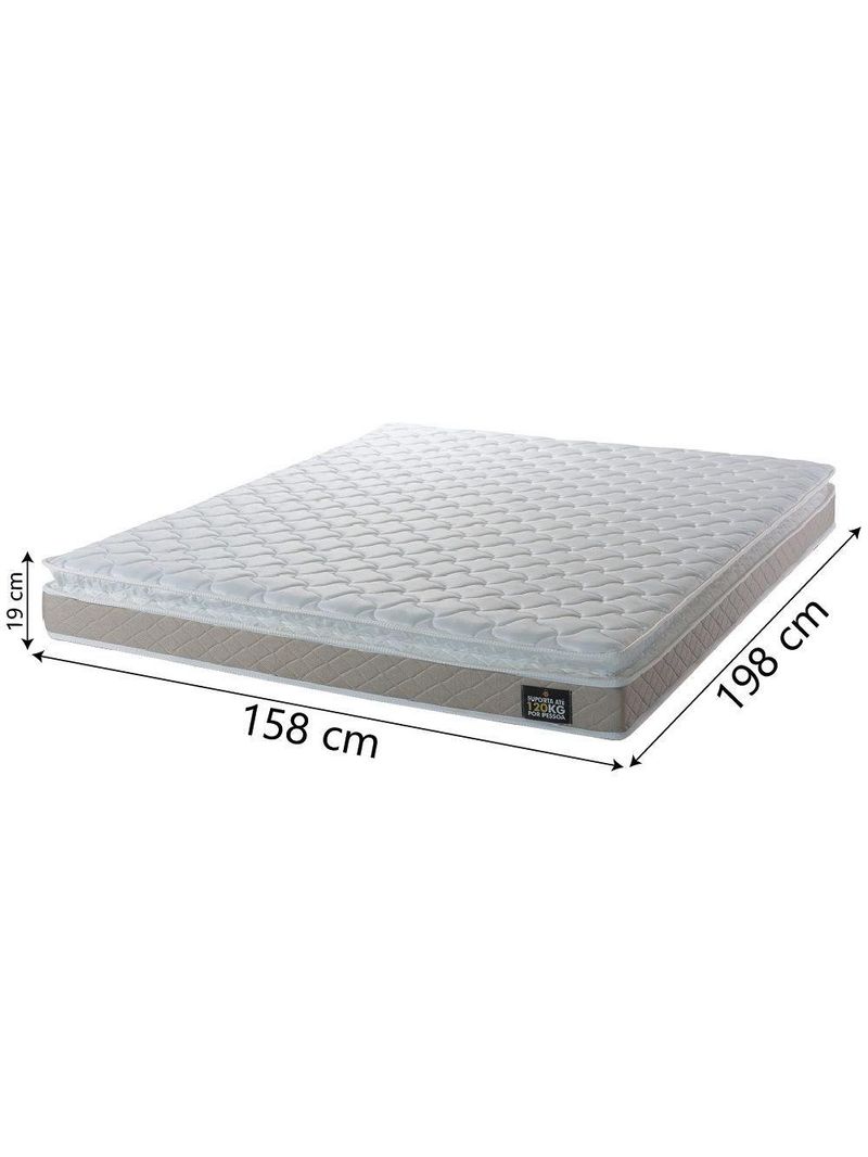Cama Box Casal Queen Colchão Espuma D33 Pillow Top Millenium 158x198x57cm Suede Bege/branco Hellen