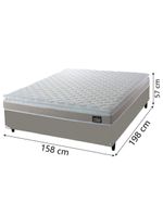 Cama Box Casal Queen Colchão Espuma D33 Pillow Top Millenium 158x198x57cm Suede Bege/branco Hellen