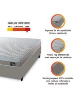 Cama Box Casal Queen Colchão Espuma D33 Pillow Top Millenium 158x198x57cm Suede Bege/branco Hellen