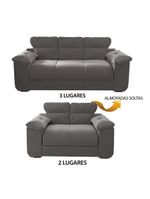 Conjunto De Sofá 2 E 3 Lugares Suede Cinza Londres Mamflex