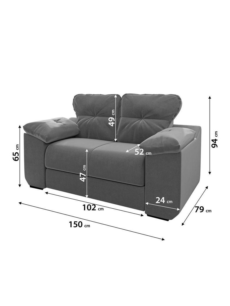 Conjunto De Sofá 2 E 3 Lugares Suede Cinza Londres Mamflex