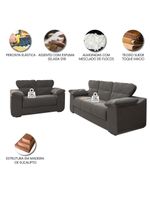 Conjunto De Sofá 2 E 3 Lugares Suede Cinza Londres Mamflex