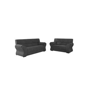 Conjunto De Sofá 2 E 3 Lugares Holanda Cinza Suede