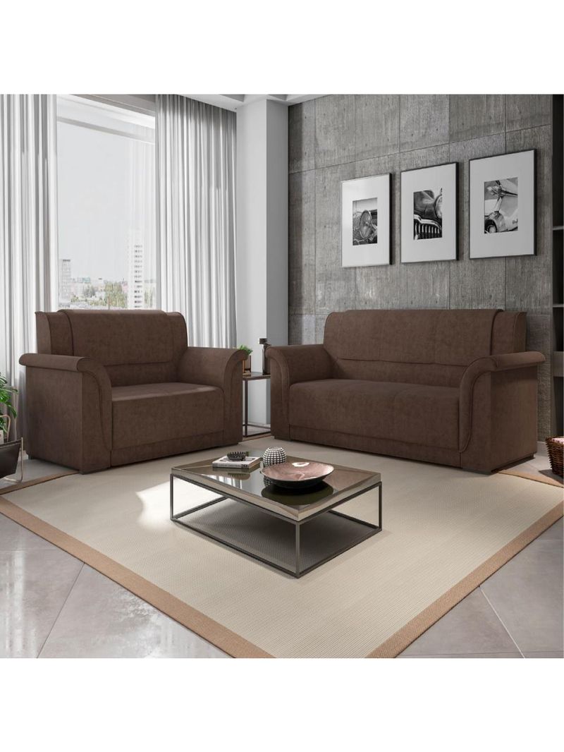 Sofá 2 E 3 Lugares Itália Marrom Suede