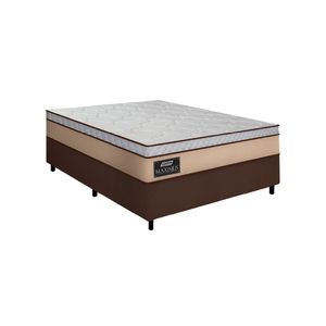 Cama Box Casal Gazin Colchão Molas Ensacadas 138x188x62cm Maximus Bege/marrom