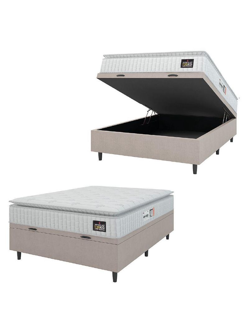 Cama Box Baú Casal Espuma D33 Pillow Top 138x188x70cm