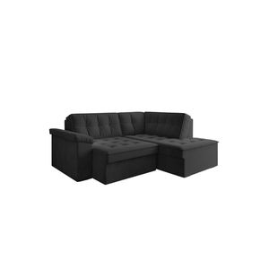 Sofá De Canto Retrátil 5 Lugares Grécia Cinza Suede