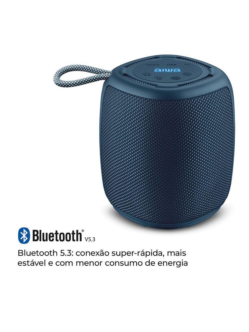 Speaker Aiwa SP-03-BL 15W BT 12h IPX4 Rgb Mini Speaker AWS-SP-03-BL Bivolt