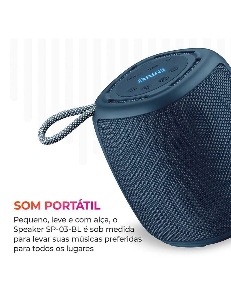Speaker Aiwa SP-03-BL 15W BT 12h IPX4 Rgb Mini Speaker AWS-SP-03-BL Bivolt