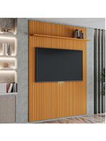 Painel Para Tv Até 55 Polegadas 1,35x2,40m Ripado Com Prateleira Arbo Cedro EDN