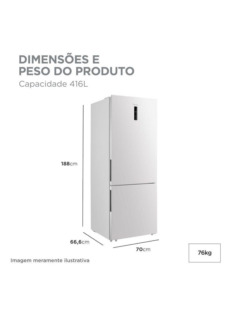 Geladeira Midea Inverse Frost Free Inverter Branca 416L Bivolt MDRB593FGD013