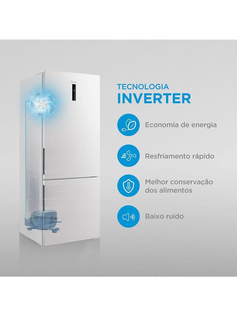 Geladeira Midea Inverse Frost Free Inverter Branca 416L Bivolt MDRB593FGD013