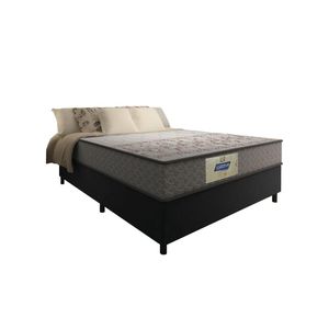 Cama Box Casal Colchão Molas Flora Gazin Cinza/branco 138x188x60cm Até 110 Kg Por Pessoa