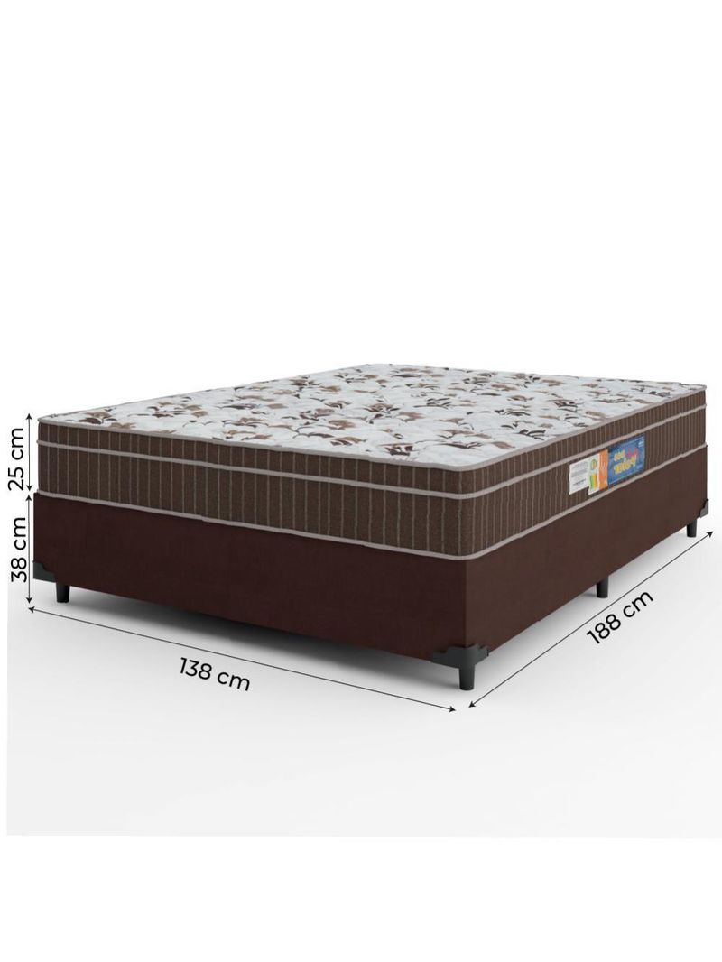 Cama Box Casal Colchão Espuma Orthoface Polar 138x188x63cm Marrom Suporta Até 120kg p/ Pessoa Marrom