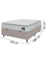Cama Box Baú Casal Colchão Espuma D45 Lazio Pillow Top 138x188x65cm Suede Branco Bege Hellen