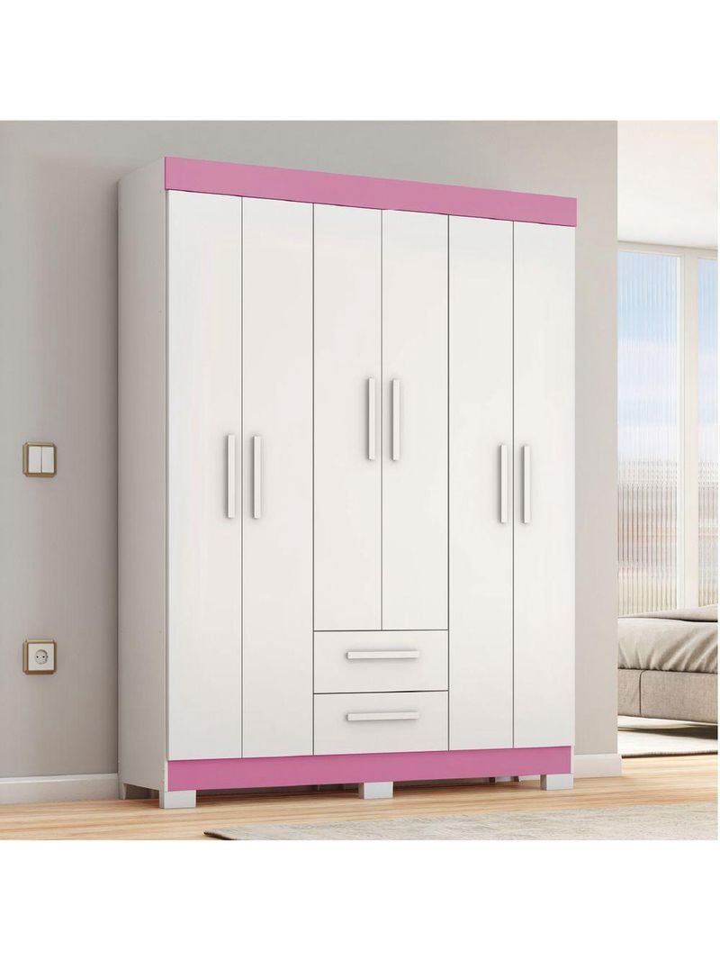 Guarda Roupas Casal 6 Portas 2 Gavetas Libano  Flex Notável