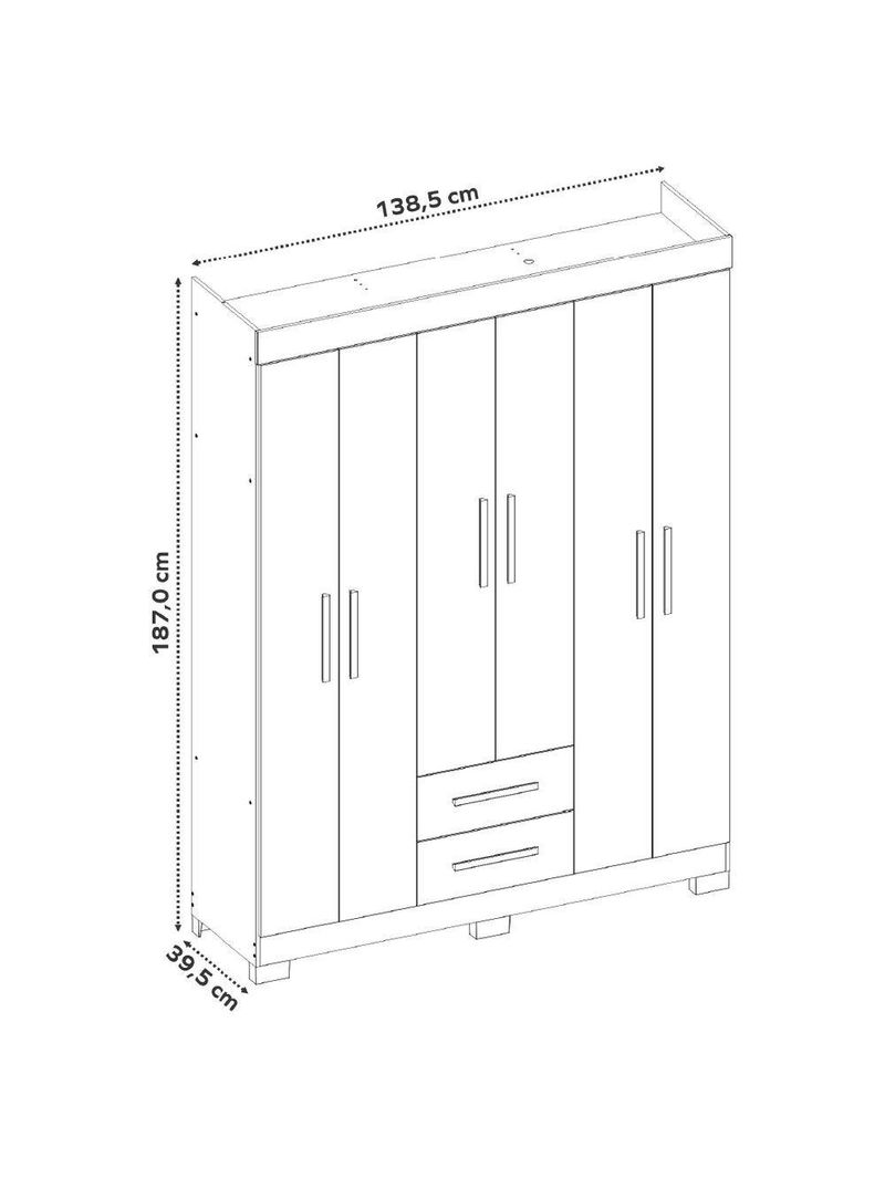 Guarda Roupas Casal 6 Portas 2 Gavetas Libano  Flex Notável