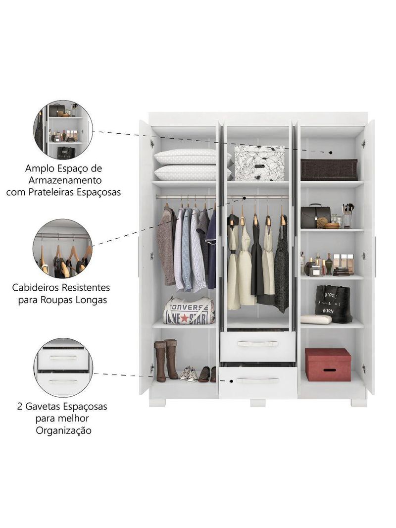 Guarda Roupas Casal 6 Portas 2 Gavetas Libano  Flex Notável