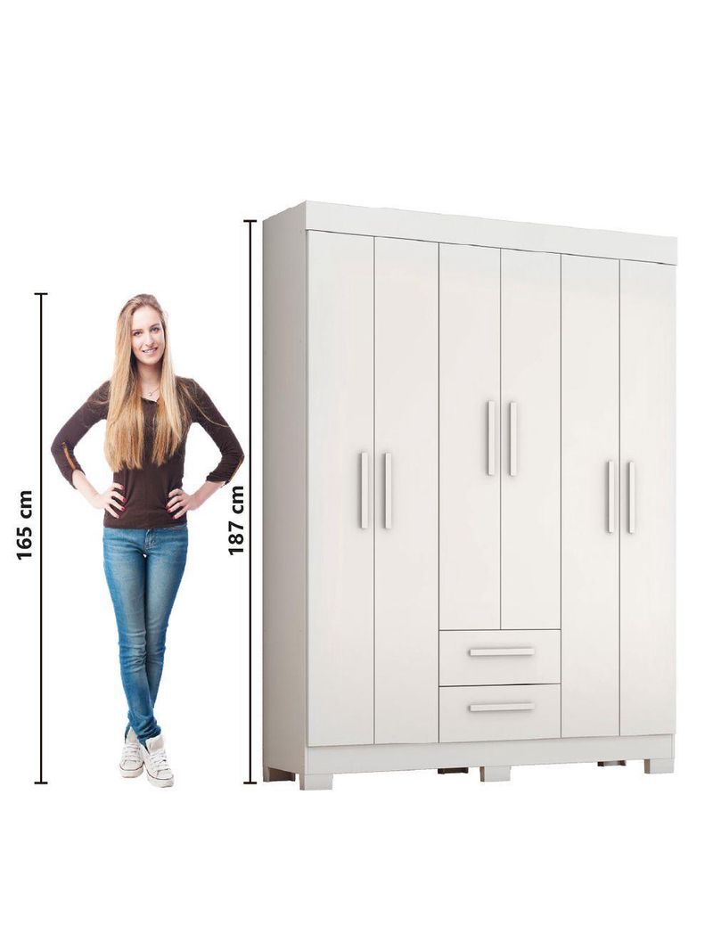 Guarda Roupas Casal 6 Portas 2 Gavetas Libano  Flex Notável