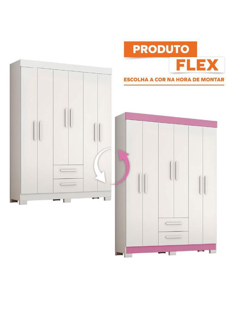 Guarda Roupas Casal 6 Portas 2 Gavetas Libano  Flex Notável