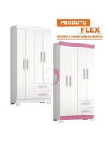 Guarda Roupas Solteiro 4 Portas 2 Gavetas Malta Flex Notável