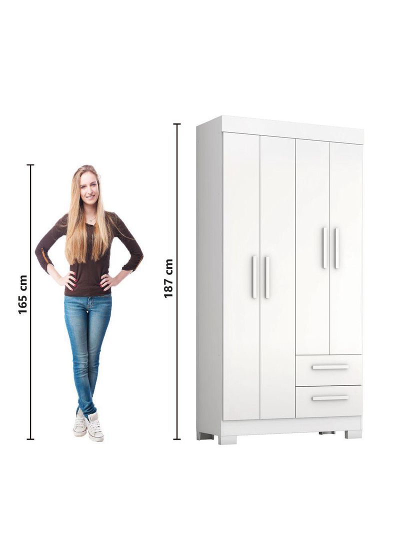 Guarda Roupas Solteiro 4 Portas 2 Gavetas Malta Flex Notável