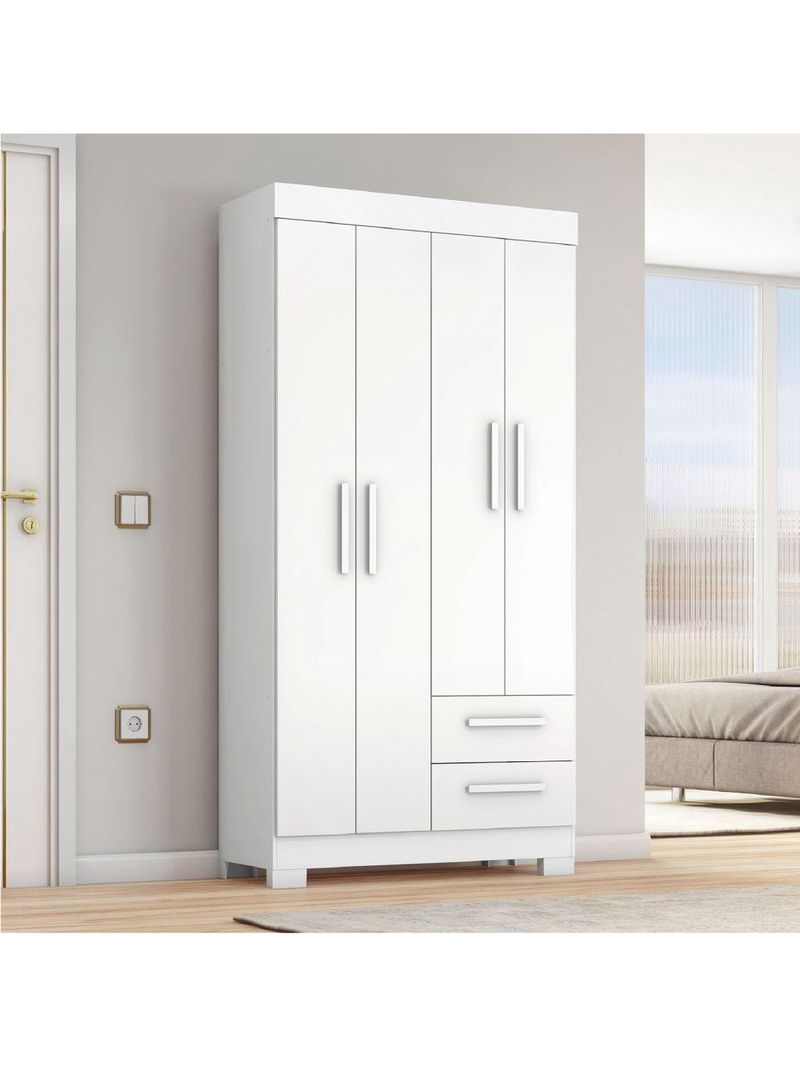 Guarda Roupas Solteiro 4 Portas 2 Gavetas Malta Flex Notável