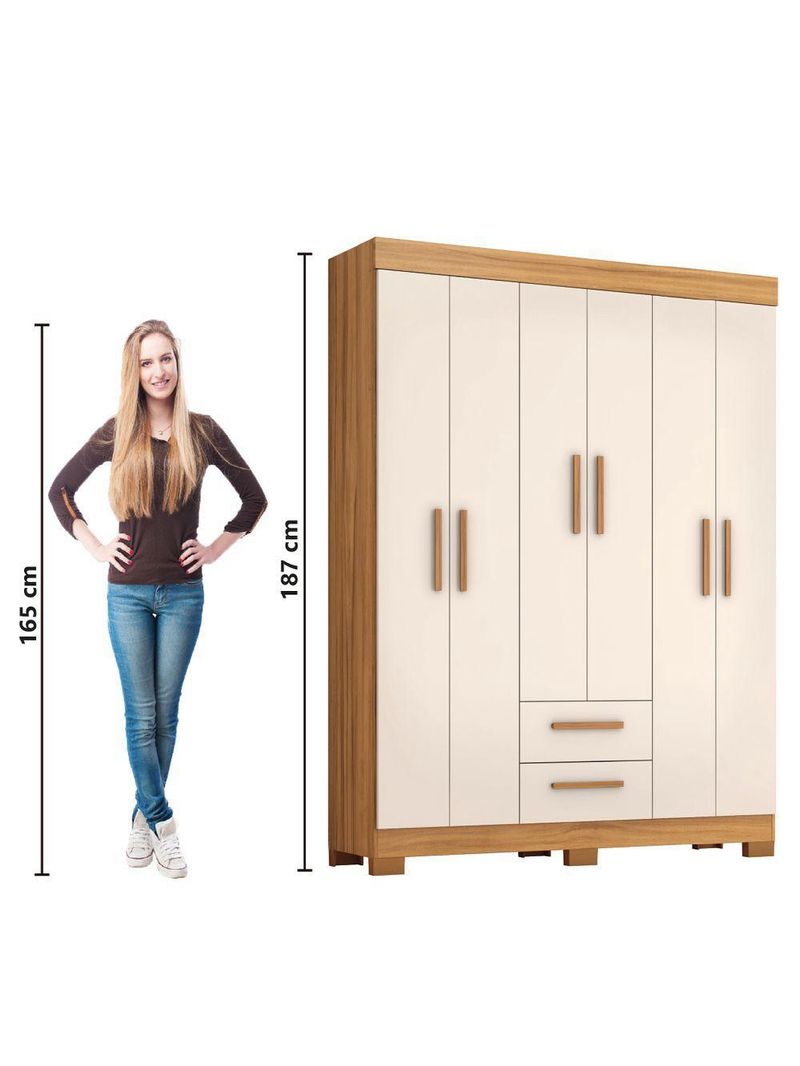 Guarda Roupas Casal 6 Portas 2 Gavetas Libano Madeirado