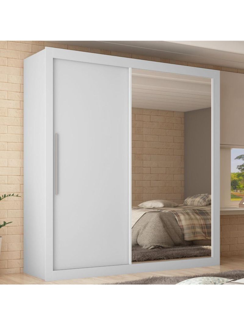 Guarda Roupas 2 Portas Solteiro Real Branco Acetinado
