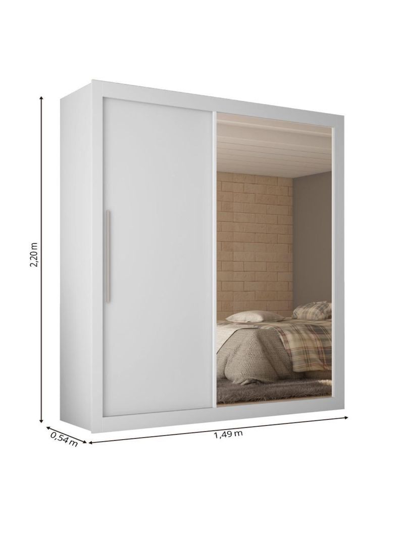 Guarda Roupas 2 Portas Solteiro Real Branco Acetinado