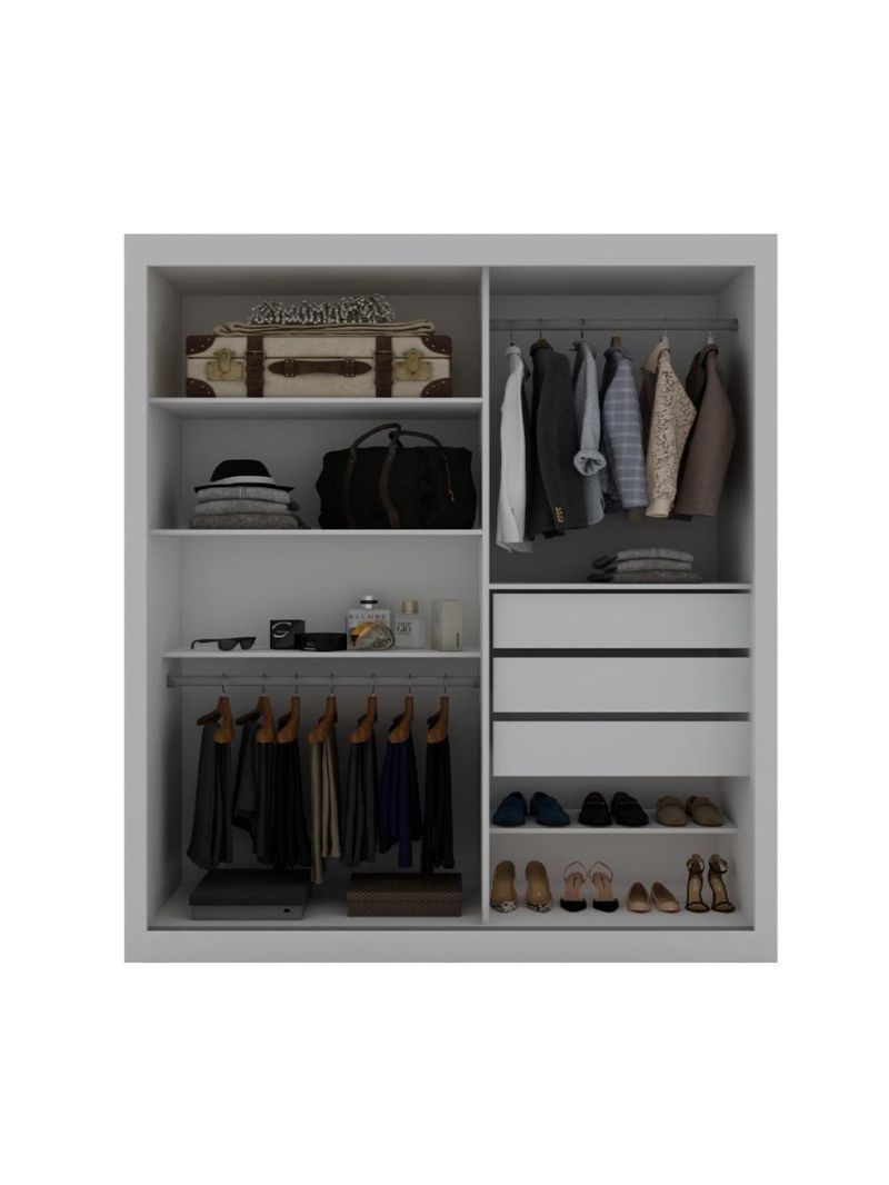 Guarda Roupas 2 Portas Solteiro Real Branco Acetinado