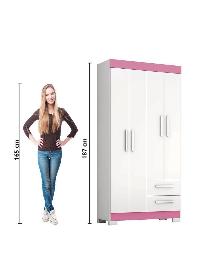 Guarda Roupas Solteiro Juvenil 4 Portas 2 Gavetas Malta