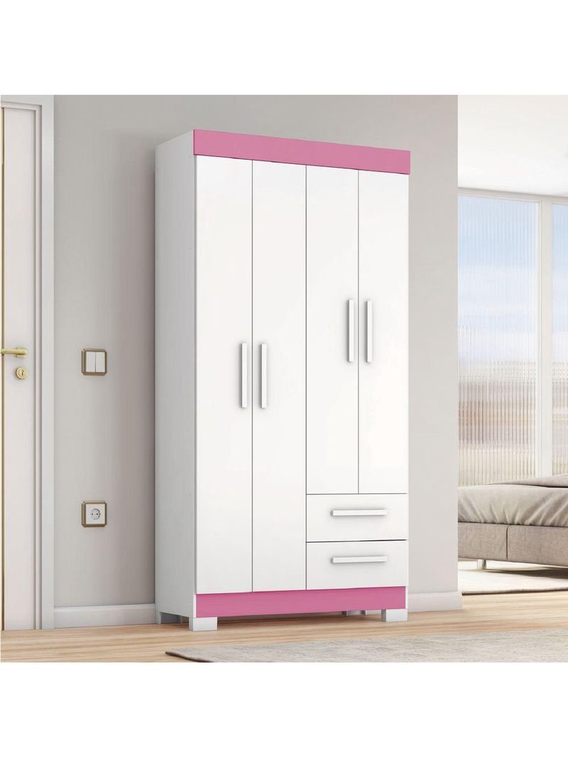 Guarda Roupas Solteiro Juvenil 4 Portas 2 Gavetas Malta