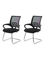 Kit 2 Cadeiras Escritório Basic Diretor Fixa Tela Mesh Preta Base Cromada