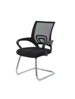 Kit 2 Cadeiras Escritório Basic Diretor Fixa Tela Mesh Preta Base Cromada