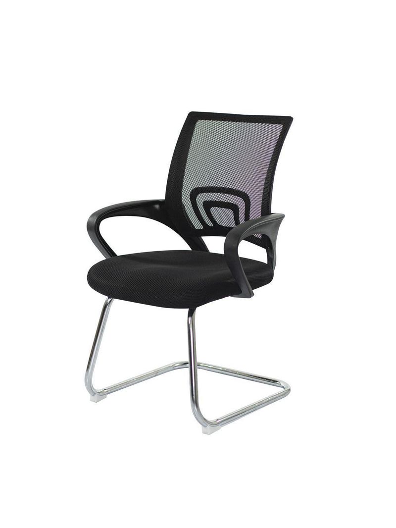 Kit 2 Cadeiras Escritório Basic Diretor Fixa Tela Mesh Preta Base Cromada