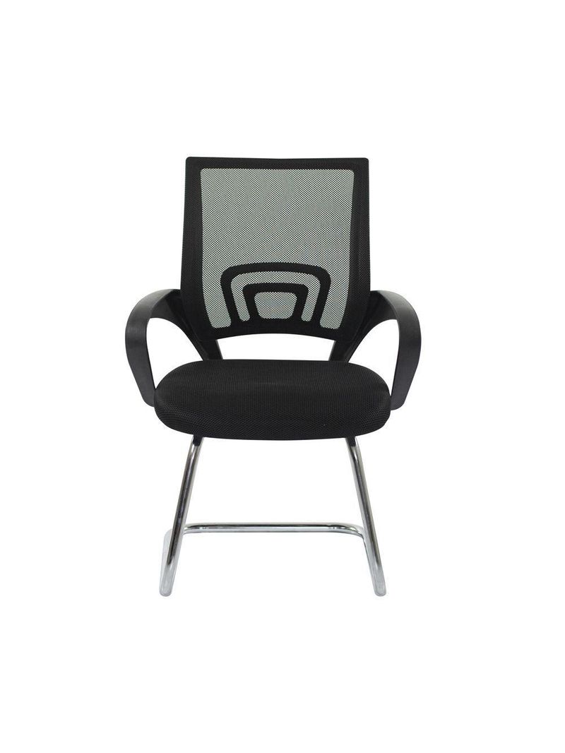 Kit 2 Cadeiras Escritório Basic Diretor Fixa Tela Mesh Preta Base Cromada