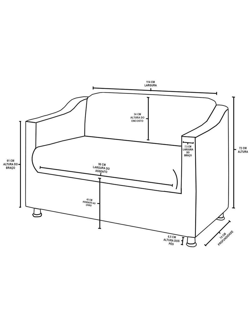 Sofá Namoradeira 2 Lugares Tilla Sala De Espera – Balaqui Decor Cor:azul Marinho