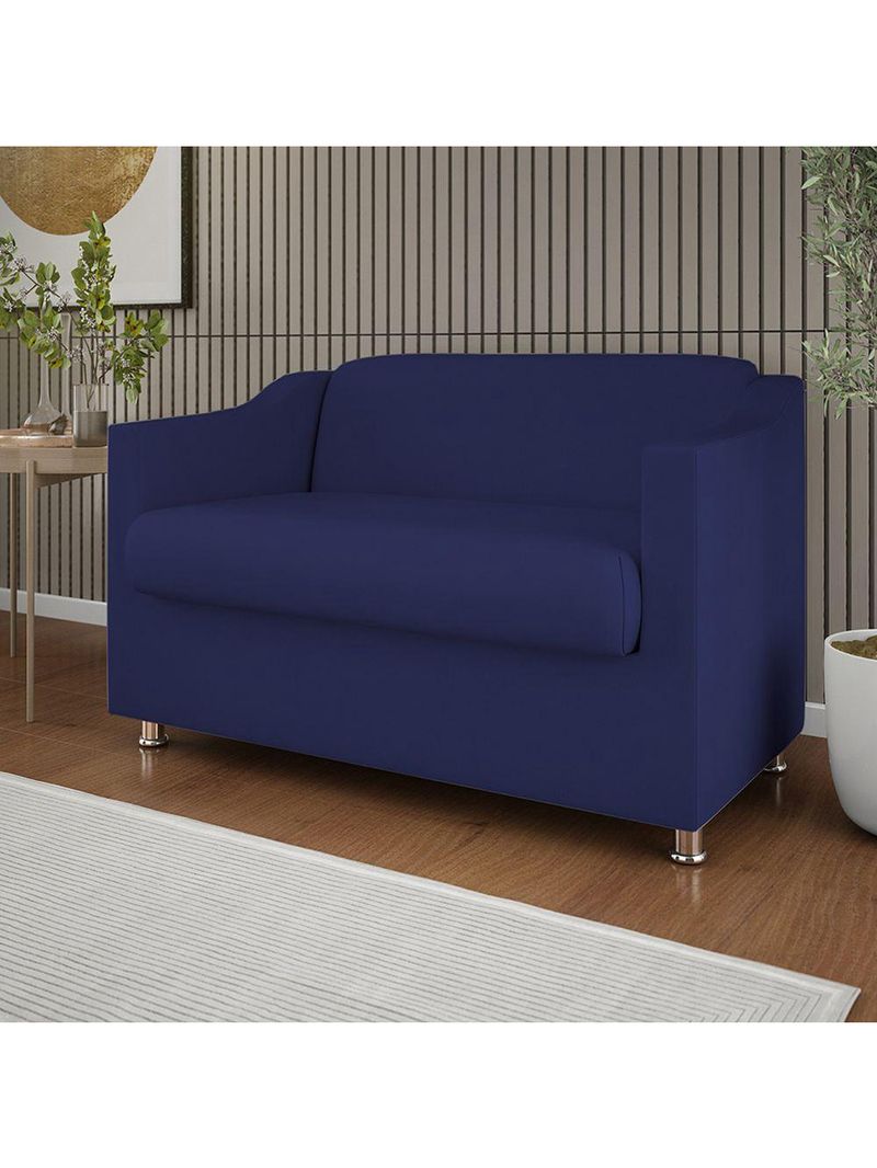 Sofá Namoradeira 2 Lugares Tilla Sala De Espera – Balaqui Decor Cor:azul Marinho