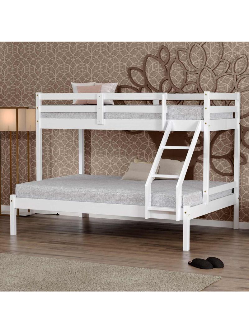 Beliche Com Cama Casal Eco Madeira Maciça Branco