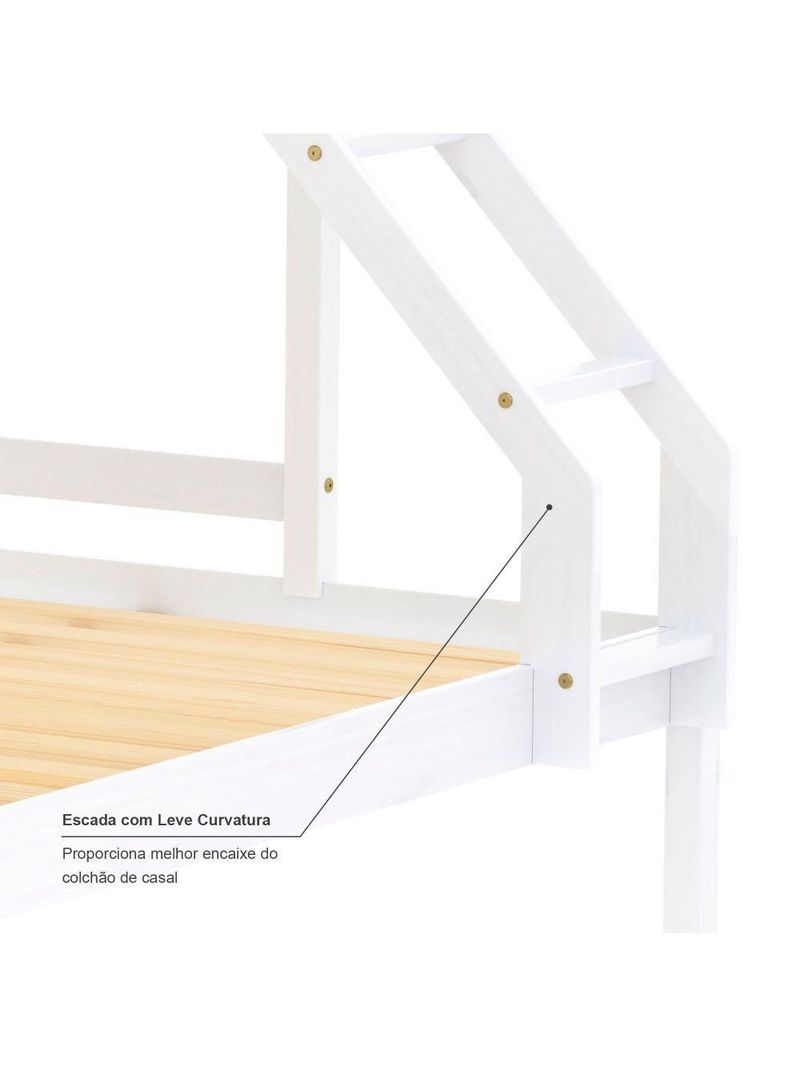 Beliche Com Cama Casal Eco Madeira Maciça Branco