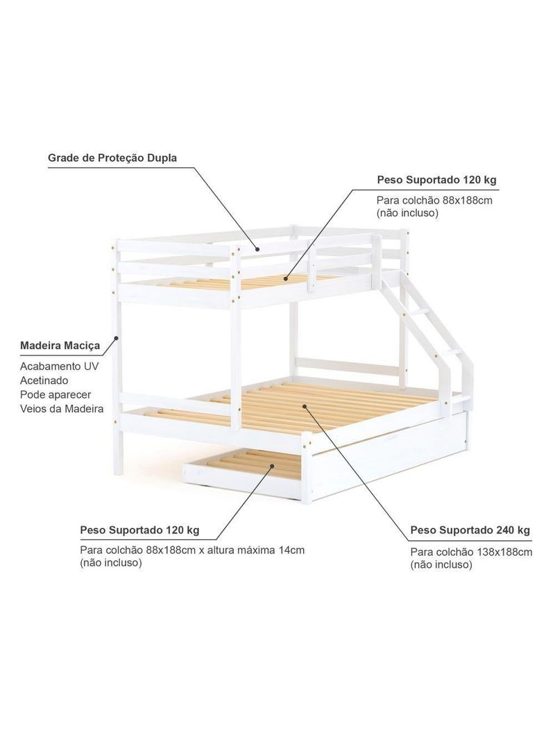 Treliche Com Cama Casal Eco Branco Mobilistore