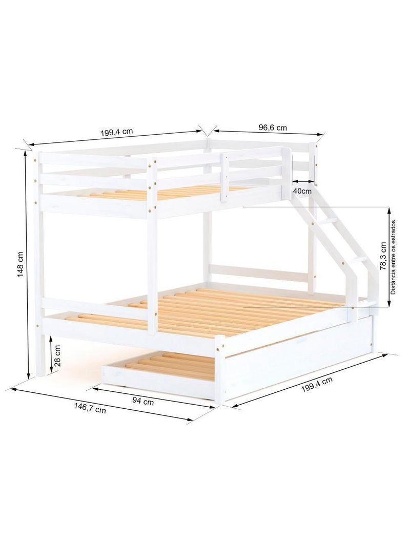 Treliche Com Cama Casal Eco Branco Mobilistore