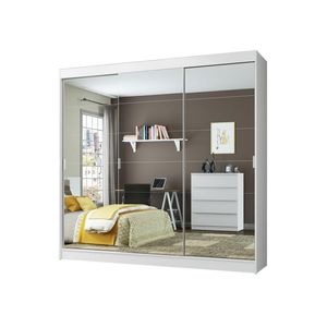 Guarda-roupa Casal Madesa Veneza 3 Portas De Correr De Espelhos Branco