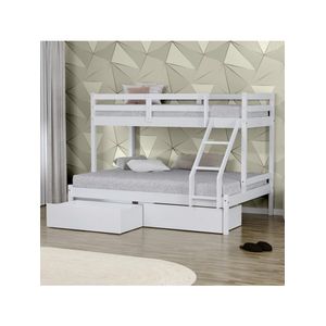 Beliche Com Cama Casal Eco Com 02 Gavetas Madeira Maciça Branco Mobilistore