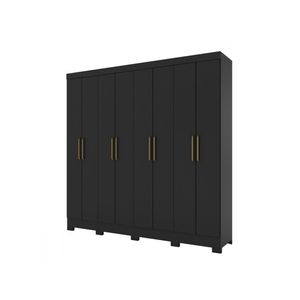 Guarda Roupa Casal 8 Portas 4 Gavetas Paris Casa 812 Preto Hp