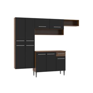 Cozinha Emilly Paneleiro Armario Balcão Preto Madesa